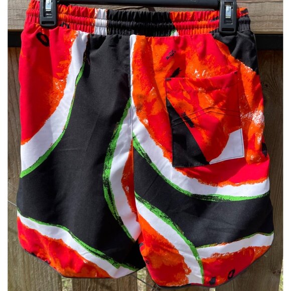 No Boundaries Mens Watermelon Print Swim Shorts XS (27) Polyester Black/Red - Picture 2 of 7